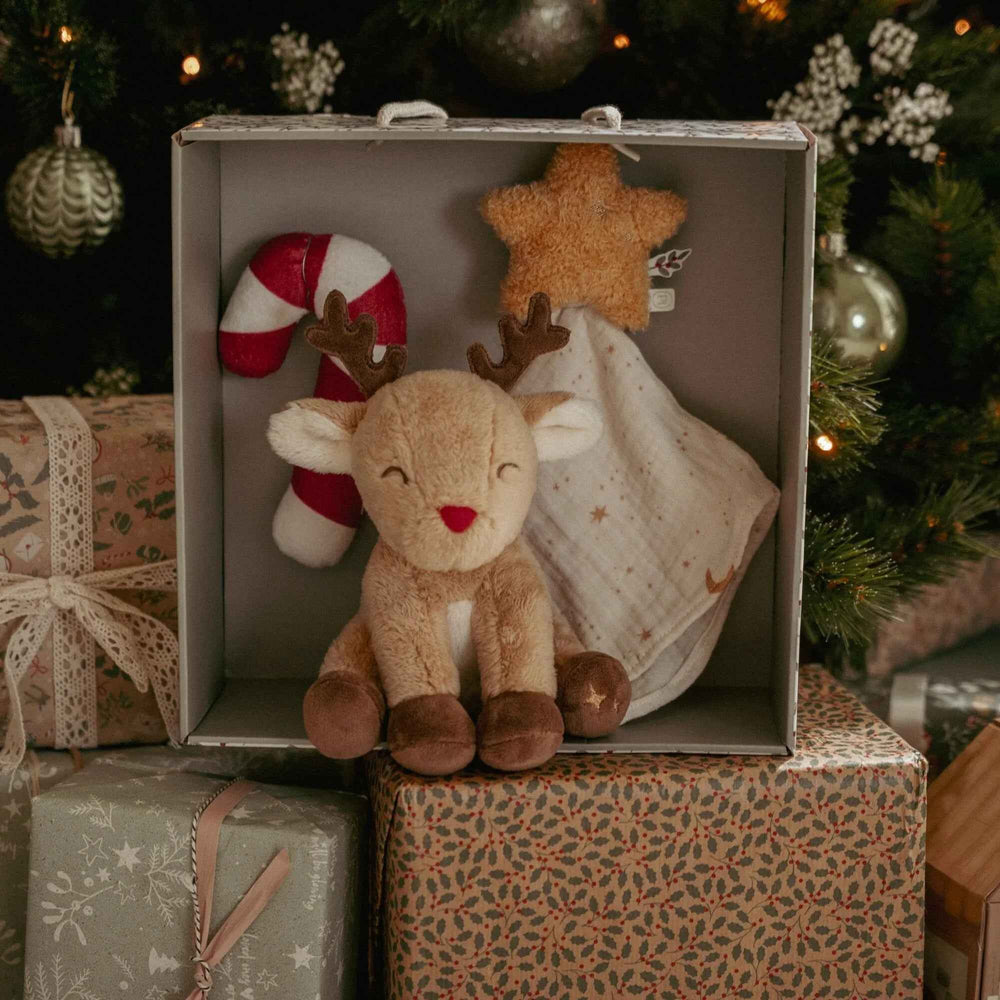 Little Dutch Weihnachts-Geschenkset X-MAS mit Stern, Zuckerstangen-Rassel und Rentier