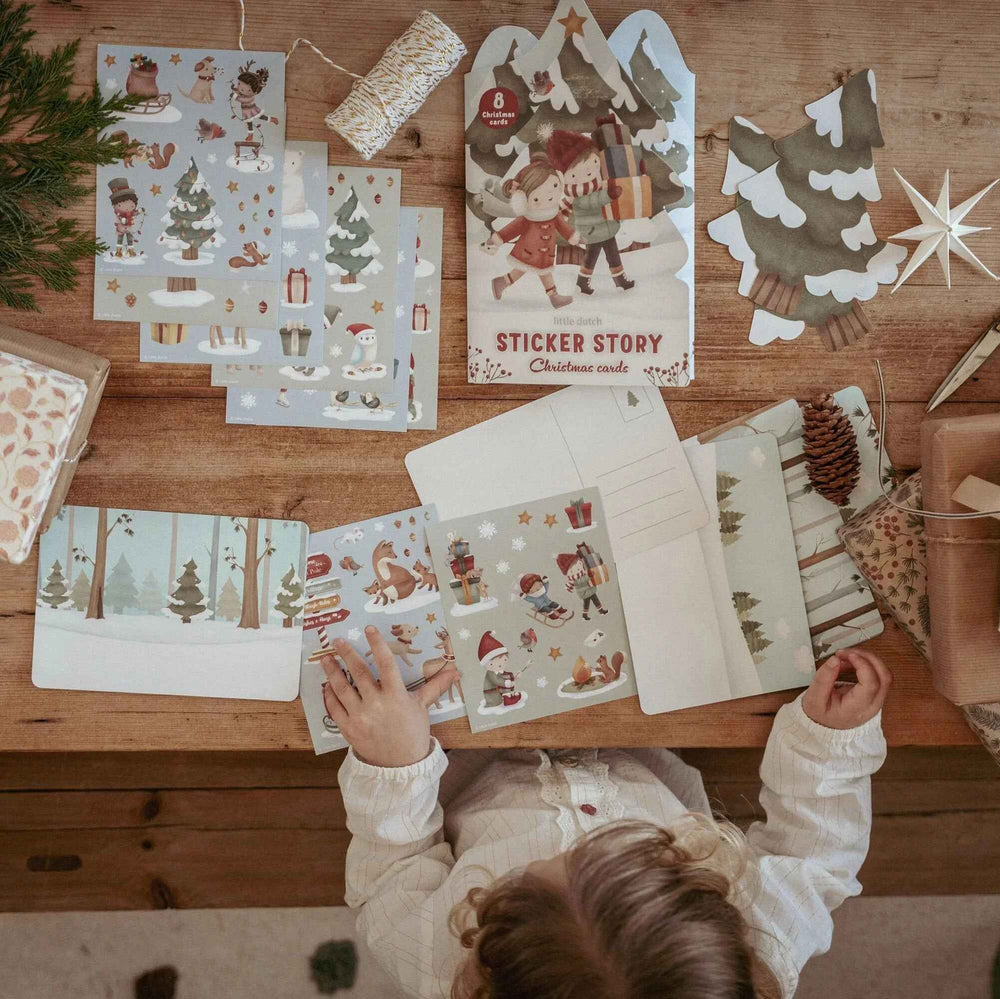 Little Dutch weihnachtliches Stickerset mit Postkarten