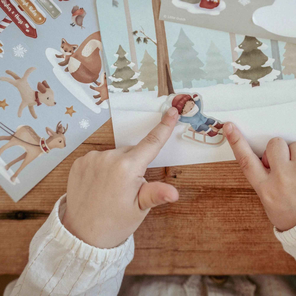 Little Dutch weihnachtliches Stickerset mit Postkarten