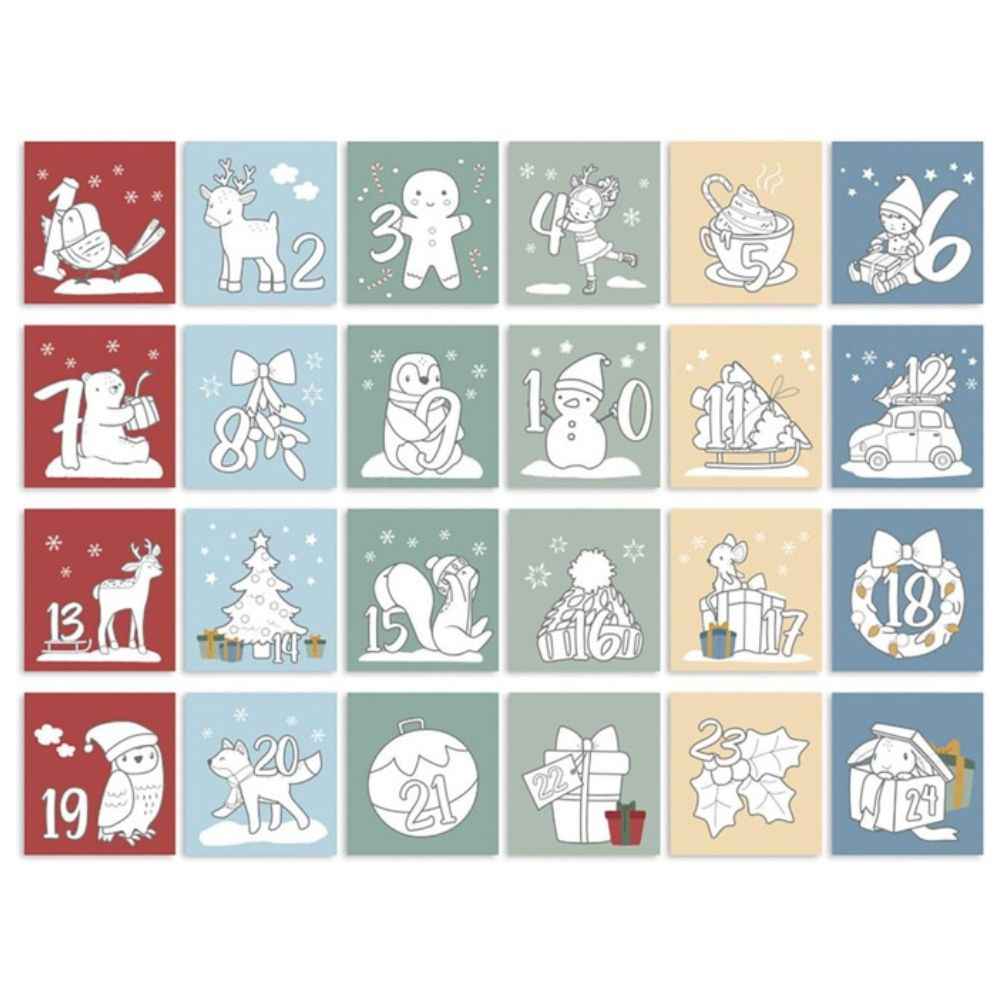 Adventskalender Malbuch – 24 Ausmalseiten mit Weihnachtsmotiven