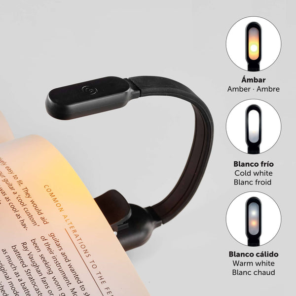 LED-Leselampe für Bücher mit USB-Anschluss – schwarz