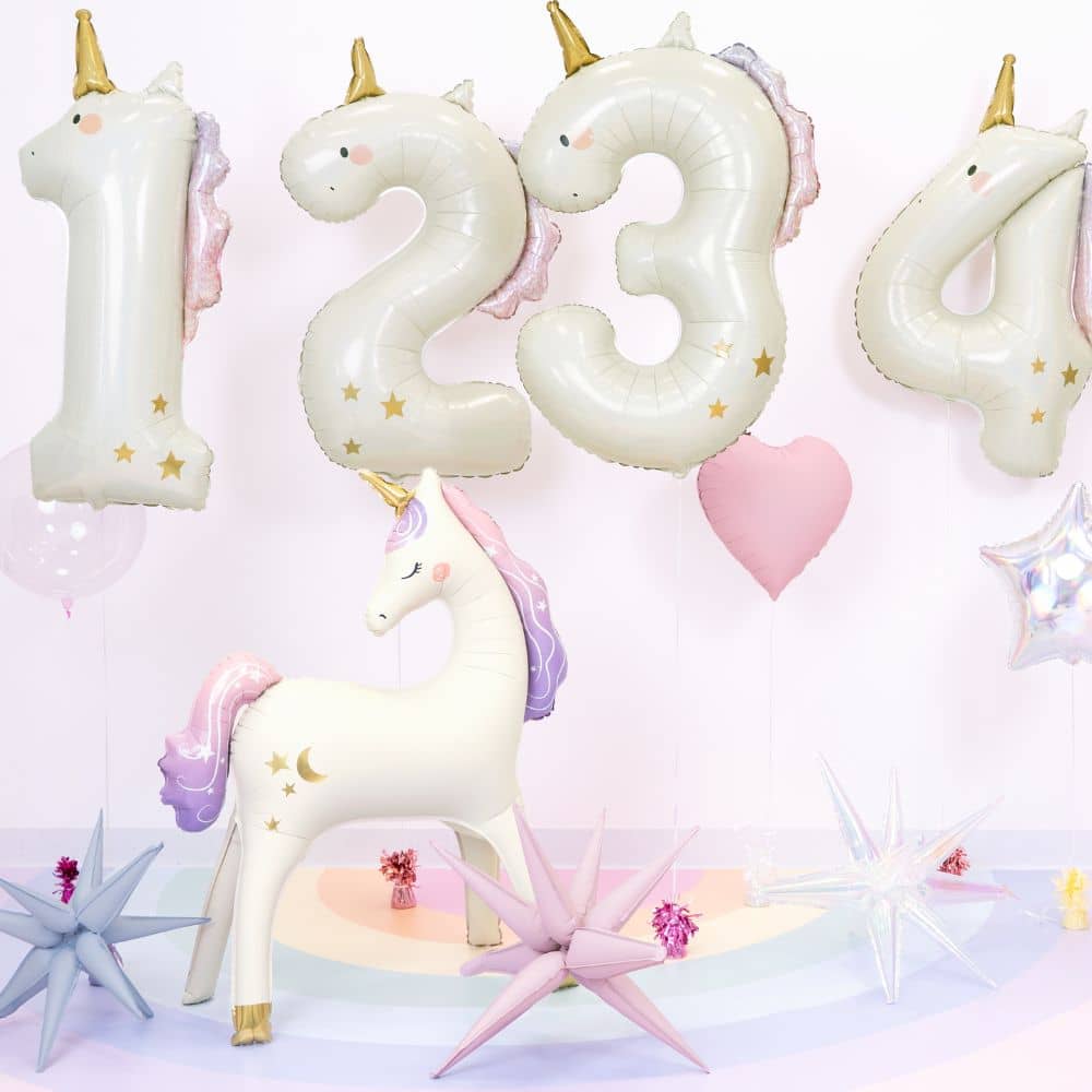 Folienballon 93 cm – Zahl 1 Einhorn