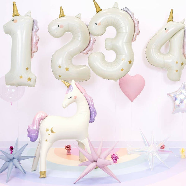 Folienballon 93 cm – Zahl 1 Einhorn