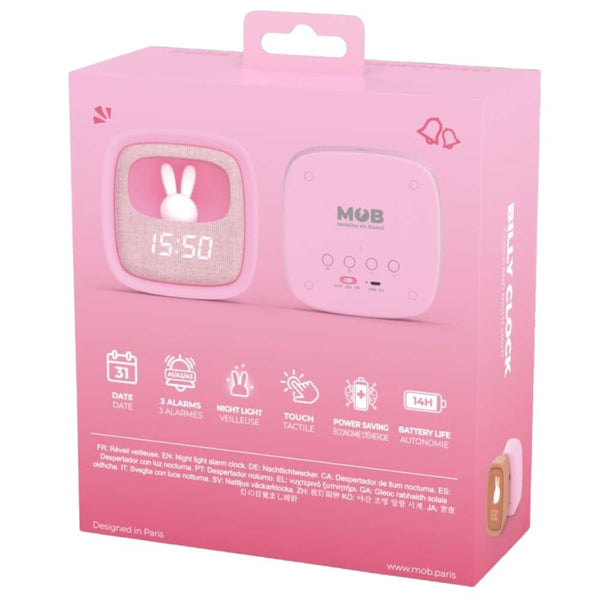 Wecker mit Lampe und Schlummerfunktion Billy  - rosa