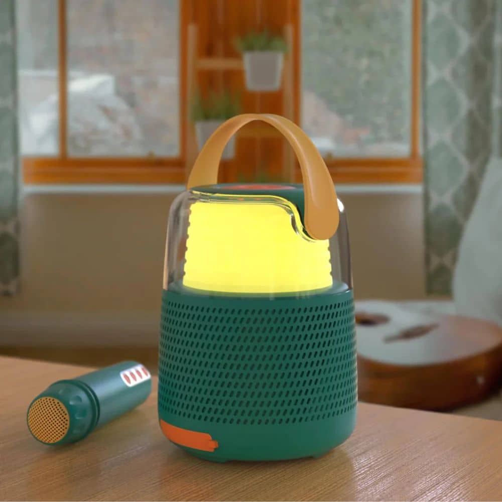 Karaoke-Set mit Mikrofon und Lautsprecher mit LED-Beleuchtung – blau