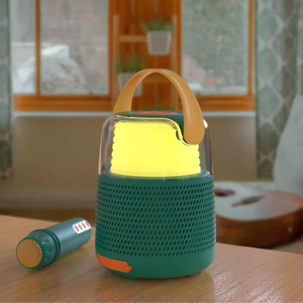 Karaoke-Set mit Mikrofon und Lautsprecher mit LED-Beleuchtung – blau