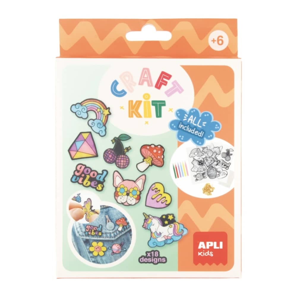 DIY Craft Kit Kreativset – Ansteckpins, 18 Stück