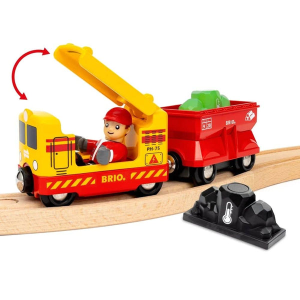 Ein Güterzug mit einem Waggon und einer Edelsteinmine