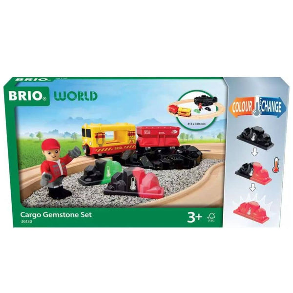 Ein Güterzug mit einem Waggon und einer Edelsteinmine