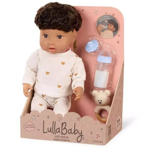 Babypuppe Junge mit Zubehör – In Kleidung mit Teddybär