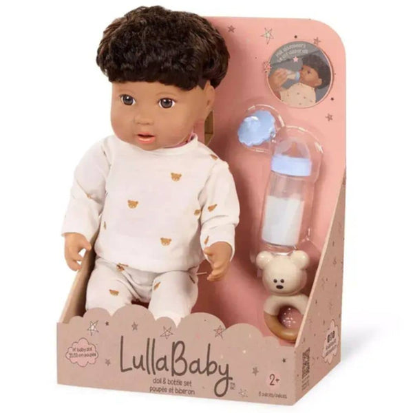 Babypuppe Junge mit Zubehör – In Kleidung mit Teddybär