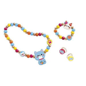 Kreativset zum Basteln von Holzschmuck – 4 Anhänger Kleine Kätzchen 4+