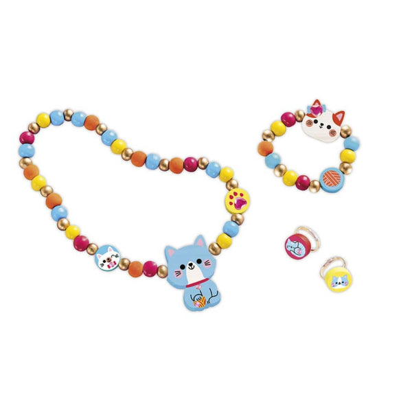 Kreativset zum Basteln von Holzschmuck – 4 Anhänger Kleine Kätzchen 4+