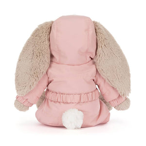 Jellycat plüschhase mit langen Ohren und rosa Jacke, ideal für Kinder zum Kuscheln