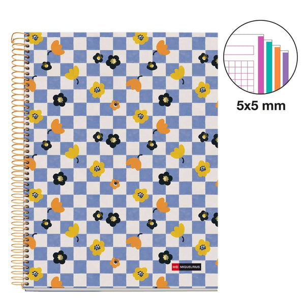 A4 Spiralnotizbuch Square It - 120 Blatt kariert (4 Farbsegmente)