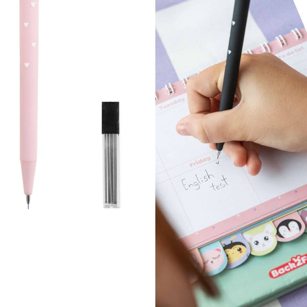 Druckbleistift-Set mit Ersatzminen – Rosa Häschen (0,5 mm, 2B)