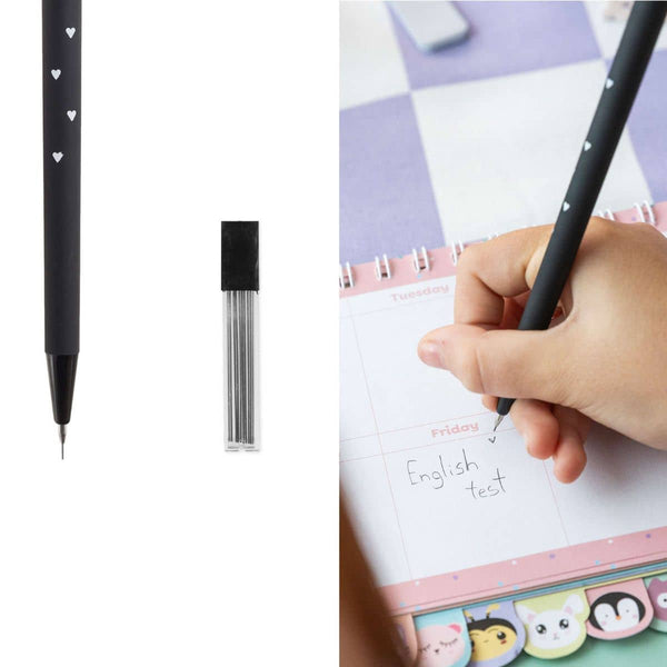 Druckbleistift-Set mit Ersatzminen – Schwarzes Häschen (0,5 mm, 2B)