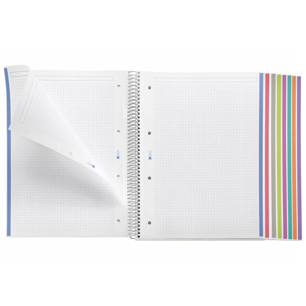 A4 Spiralnotizbuch Blue - 200 Blatt kariert (8 Farbsegmente)
