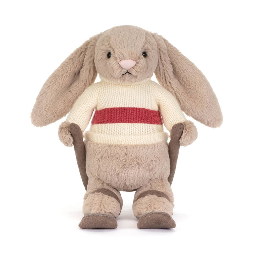 Kuscheltier Beiger Hase auf Skiern (20 cm)