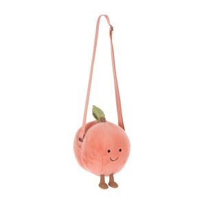 Amuseable Plüsch-Umhängetasche Pfirsich (18 cm)