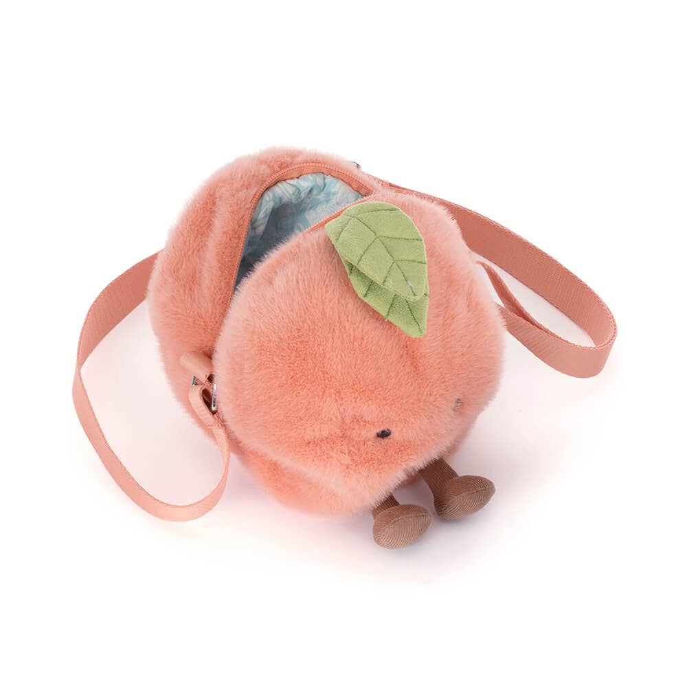 Amuseable Plüsch-Umhängetasche Pfirsich (18 cm)