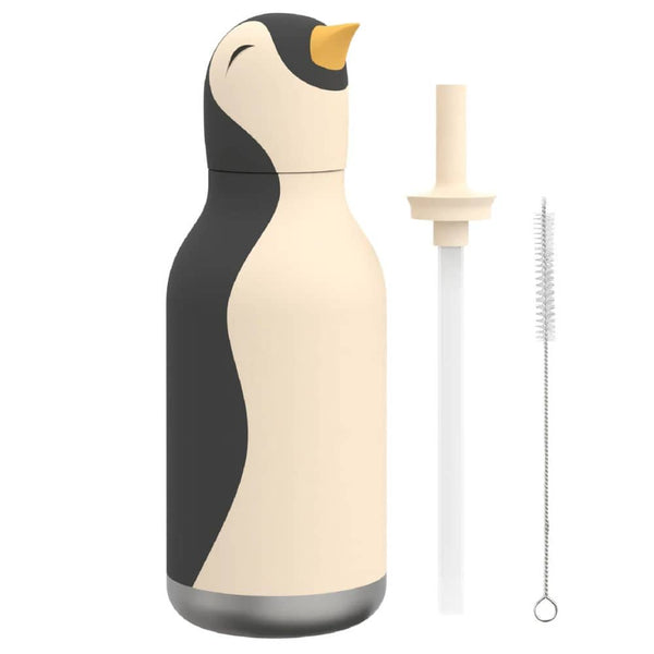 Thermo-Trinkflasche mit Strohhalm Bestie – Pinguin (460 ml)