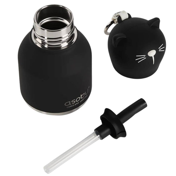 Thermo-Trinkflasche mit Strohhalm Mini Bestie – Schwarze Katze (200 ml)
