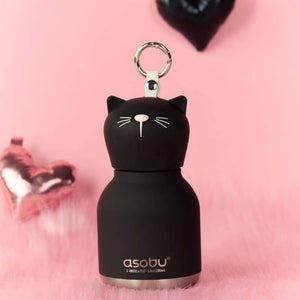 Thermo-Trinkflasche mit Strohhalm Mini Bestie – Schwarze Katze (200 ml)