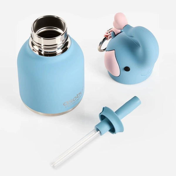 Thermo-Trinkflasche mit Strohhalm Mini Bestie – Elefant (200 ml)