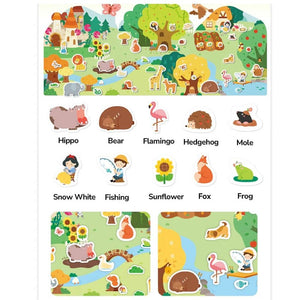 Wiederverwendbare Gel-Sticker Set - Bustling Animal Town