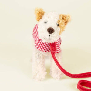 Mini-Hund Eliot aus Baumwollstrick – Mit Leine und Kleidung (13 cm)