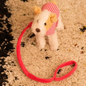 Mini-Hund Eliot aus Baumwollstrick – Mit Leine und Kleidung (13 cm)