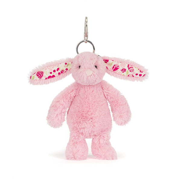 Schlüsselanhänger Hase – Rosa mit Blumenmuster (18 cm)