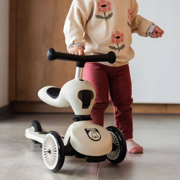 Laufrad und Roller mit Schiebegriff Highwaykick 1 Push and Go 2-in-1 für 1–5 Jahre – Miffy Ash