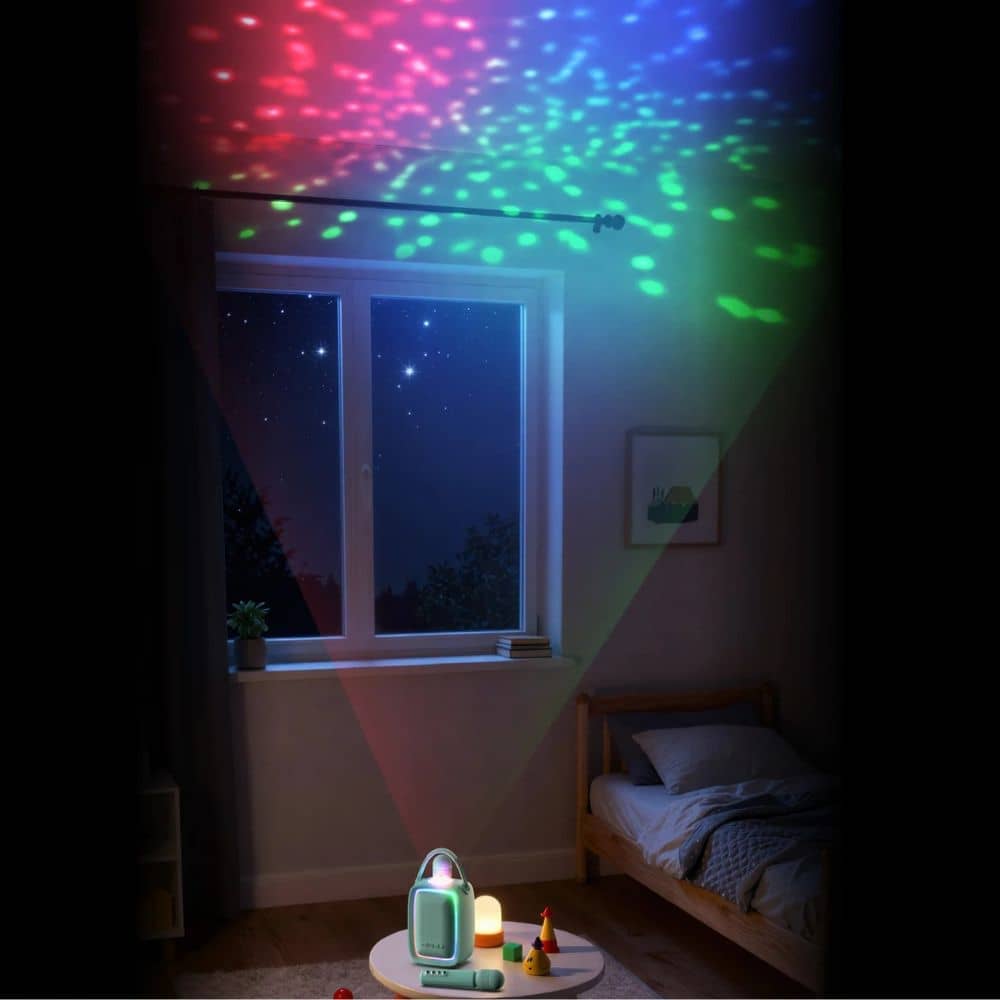 Disco-Karaoke-Set für 2 Mikrofone mit Projektor – dunkelblau