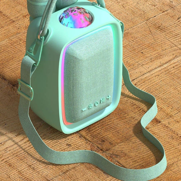 Disco-Karaoke-Set für 2 Mikrofone mit Projektor – blau