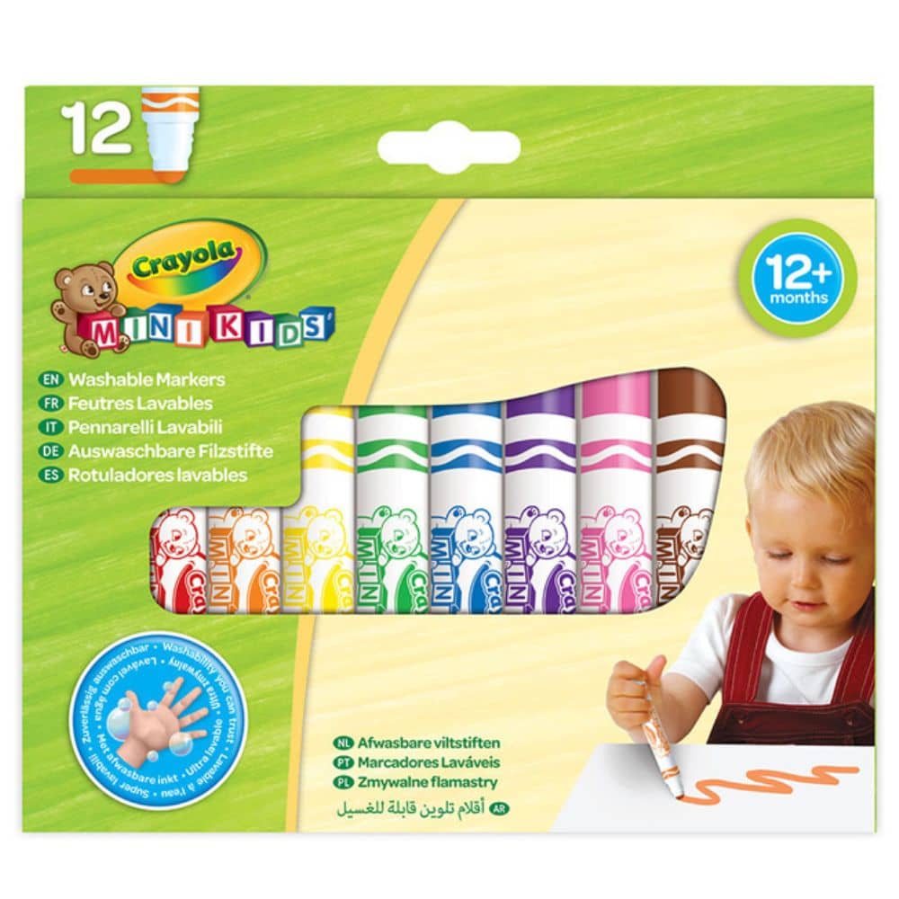 Auswaschbare Filzstifte mit flacher Spitze – Mini Kids (12 Stück)