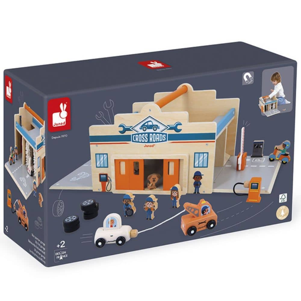 Holzgarage zum Aufklappen mit Figuren – Cross Roads 2+