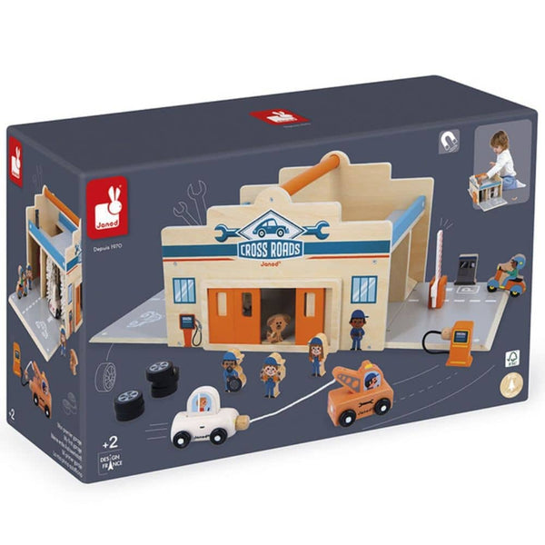 Holzgarage zum Aufklappen mit Figuren – Cross Roads 2+