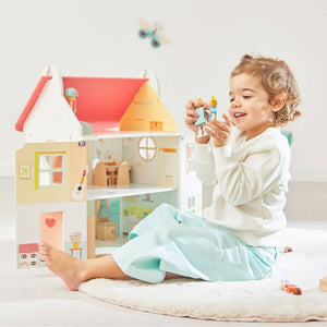 Holzpuppenhaus mit 15 Accessoires