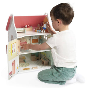 Holzpuppenhaus mit 15 Accessoires
