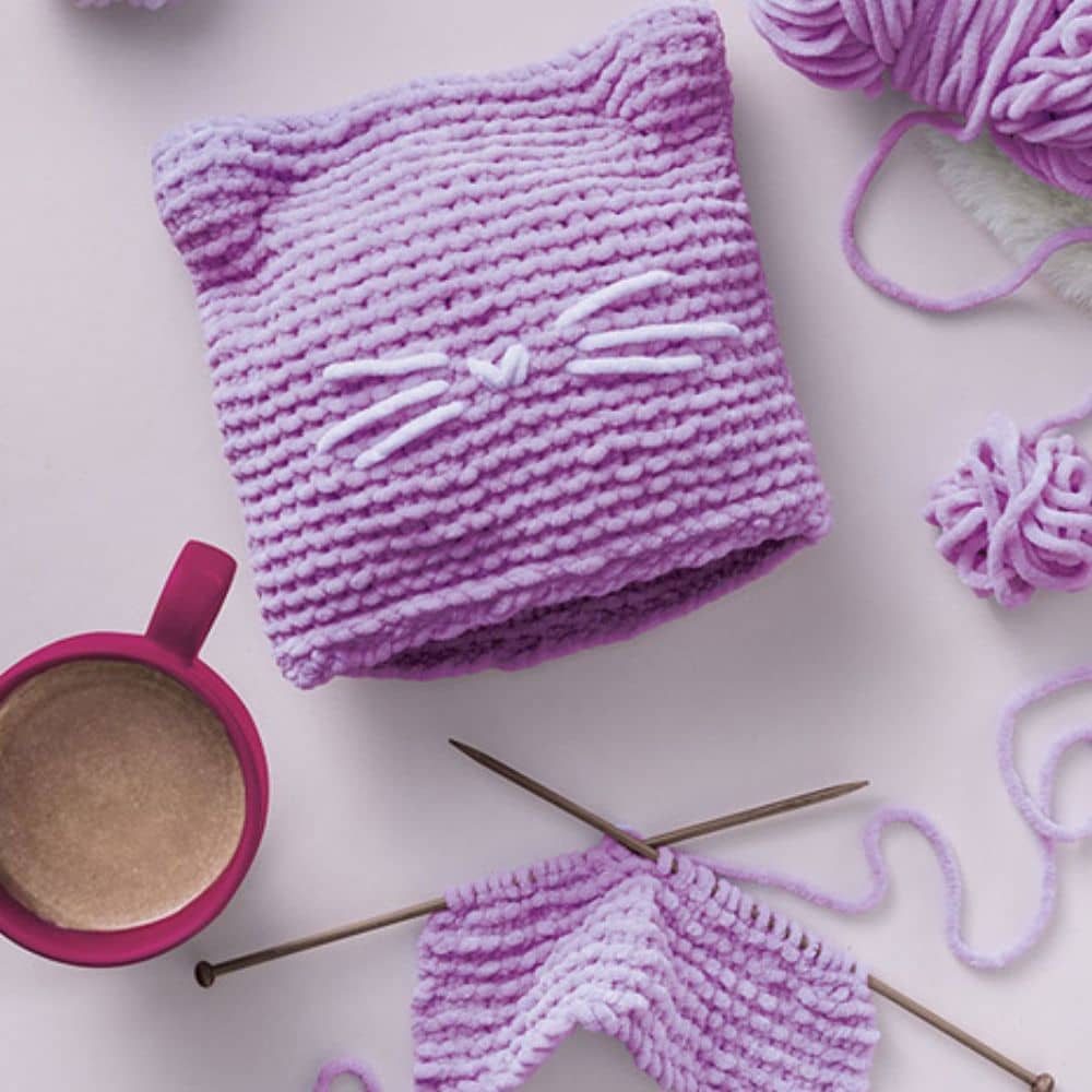 Kreativset zum Stricken einer Mütze – Kätzchen