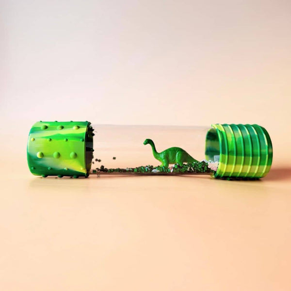DIY Sensorik-Flasche - Dinosaurier mit Figur und Glitzer