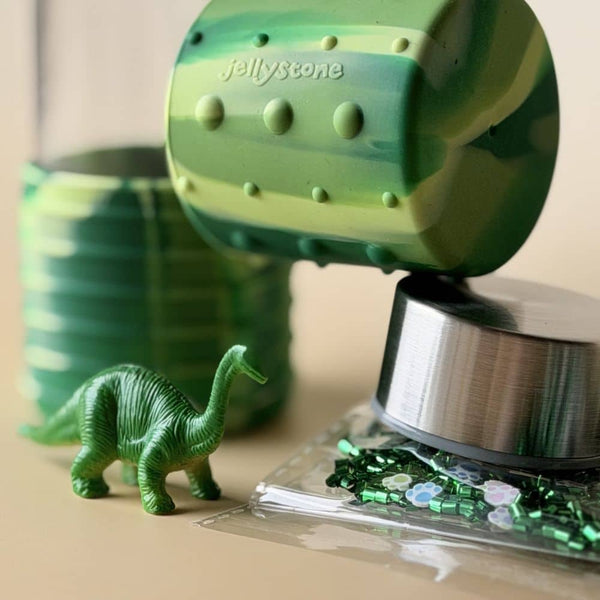 DIY Sensorik-Flasche - Dinosaurier mit Figur und Glitzer