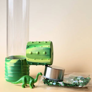DIY Sensorik-Flasche - Dinosaurier mit Figur und Glitzer