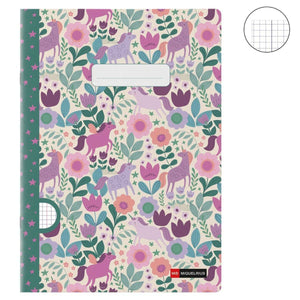 Notizbuch, A4-Heft mit Karomuster – Magic Unicorn, 48 Seiten