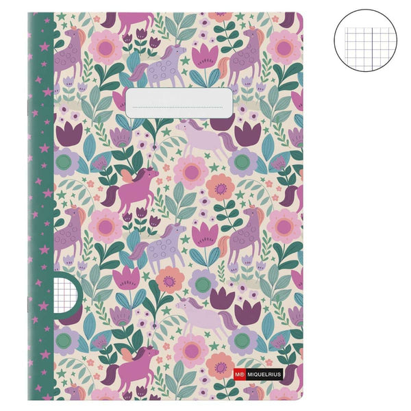 Notizbuch, A4-Heft mit Karomuster – Magic Unicorn, 48 Seiten