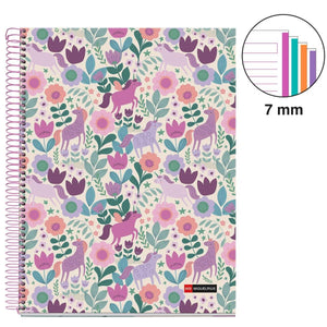 Spiralblock, liniertes A4-Heft – Magic Unicorn, 120 Seiten