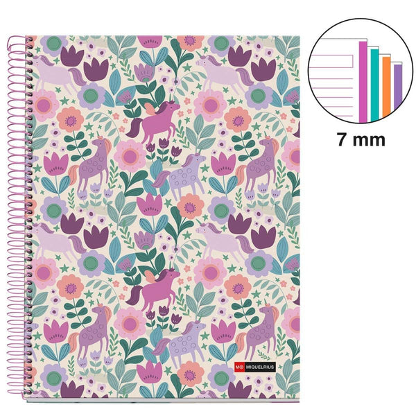 Spiralblock, liniertes A4-Heft – Magic Unicorn, 120 Seiten