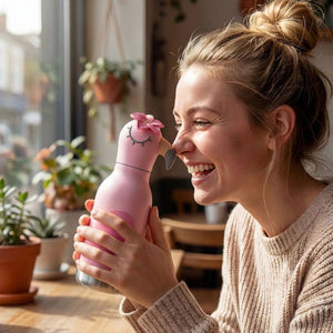Thermo-Trinkflasche mit Strohhalm Bestie –  Flamingo (460 ml)